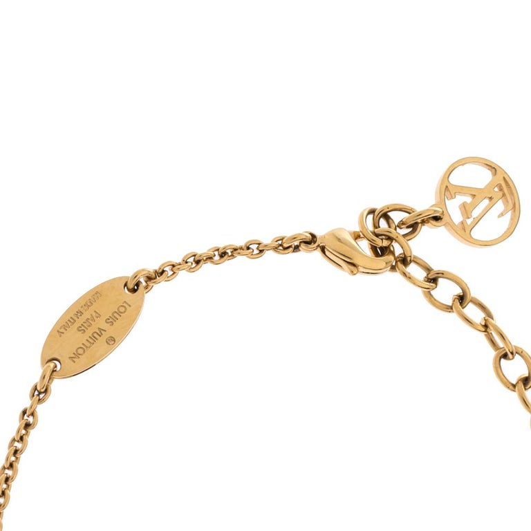 Louis Vuitton Goldtone Metal LV and Me Letter A Bracelet - Yoogi's Closet