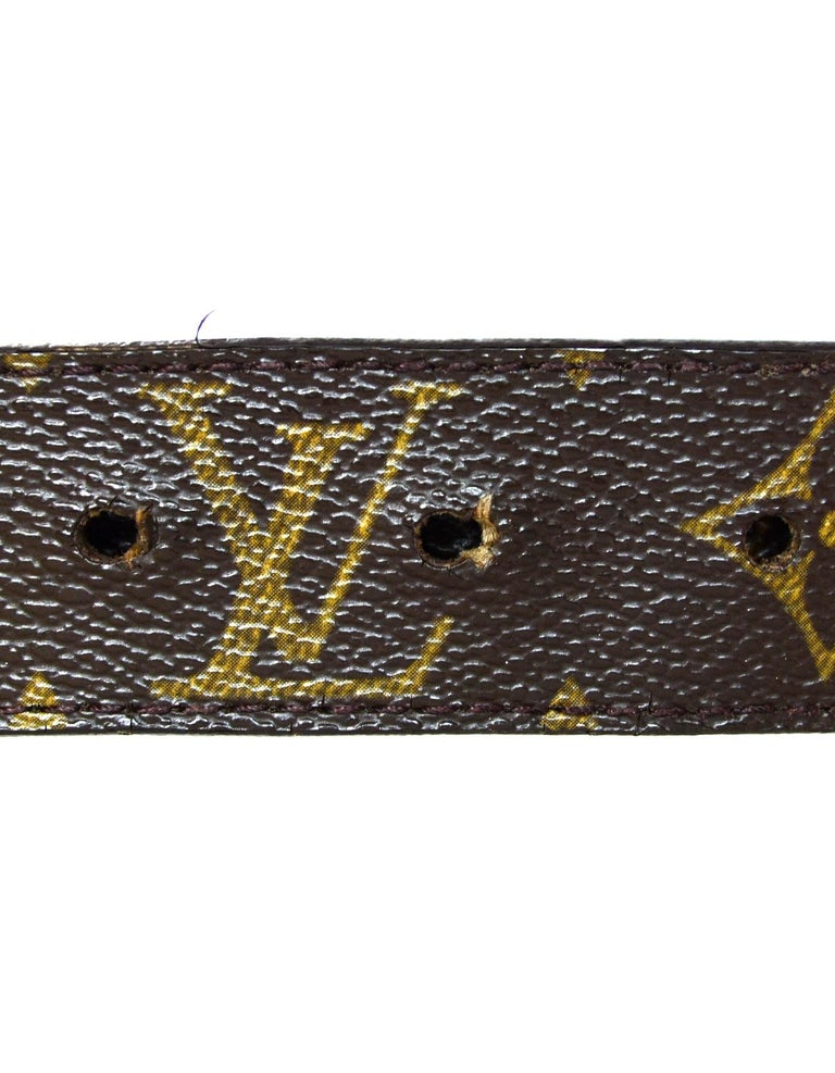 Louis Vuitton LV Monogram/Brown Leather Cut Reversible Belt W/ Buckle Sz 80 at 1stdibs
