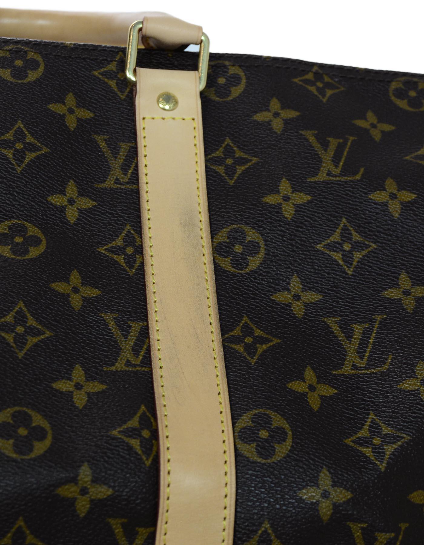 Black Louis Vuitton LV Monogram Canvas Keepall Bandouliere 45 Duffle Bag W/ Lock & Key