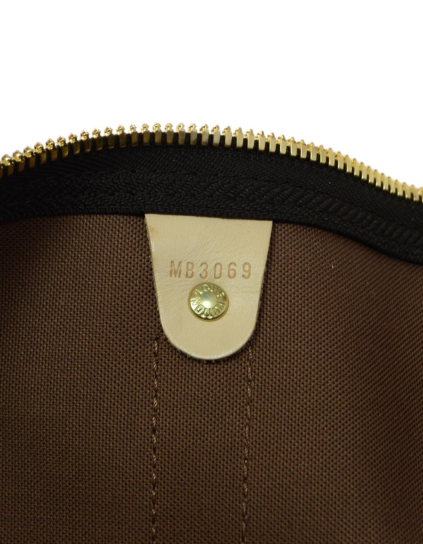Women's or Men's Louis Vuitton LV Monogram Canvas Keepall Bandouliere 45 Duffle Bag W/ Lock & Key