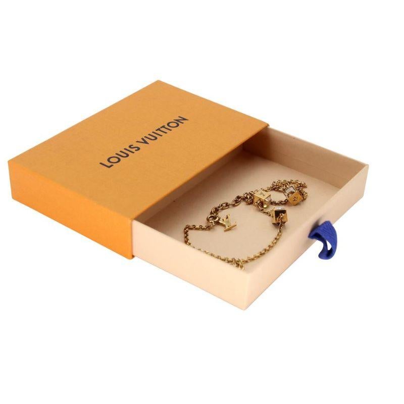 Louis Vuitton Lv Monogram Gold The Gamble Crystal Necklace LV-0814N-0004 In Good Condition For Sale In Downey, CA