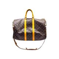 Louis Vuitton LV Monogram Keepall Bandouliere 45 Duffle Bag M41418 Brown