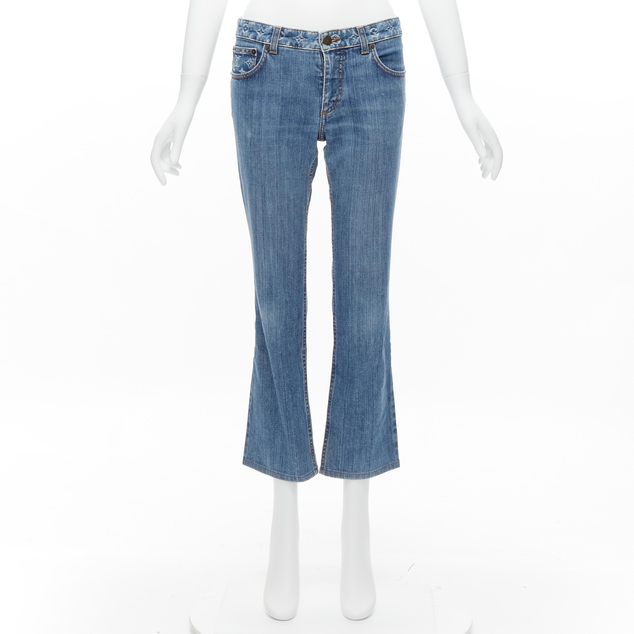 LOUIS VUITTON LV monogram logo pocket washed cropped flare jeans FR38 M 5