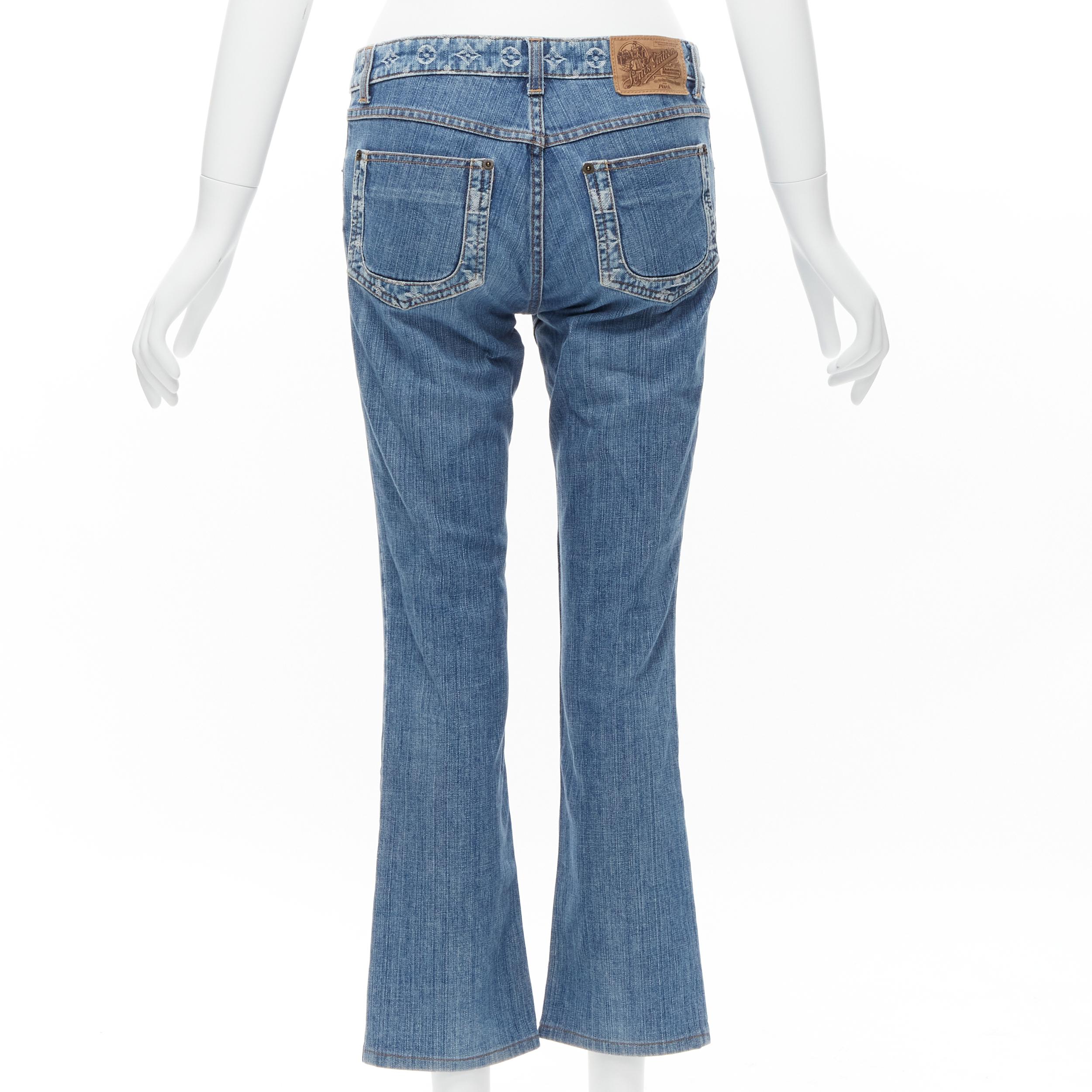 LOUIS VUITTON LV monogram logo pocket washed cropped flare jeans FR38 M
Reference: TGAS/C01990
Brand: Louis Vuitton
Designer: Marc Jacobs
Material: Cotton
Color: Blue
Pattern: Monogram
Closure: Zip Fly
Made in: Italy

CONDITION:
Condition: Very