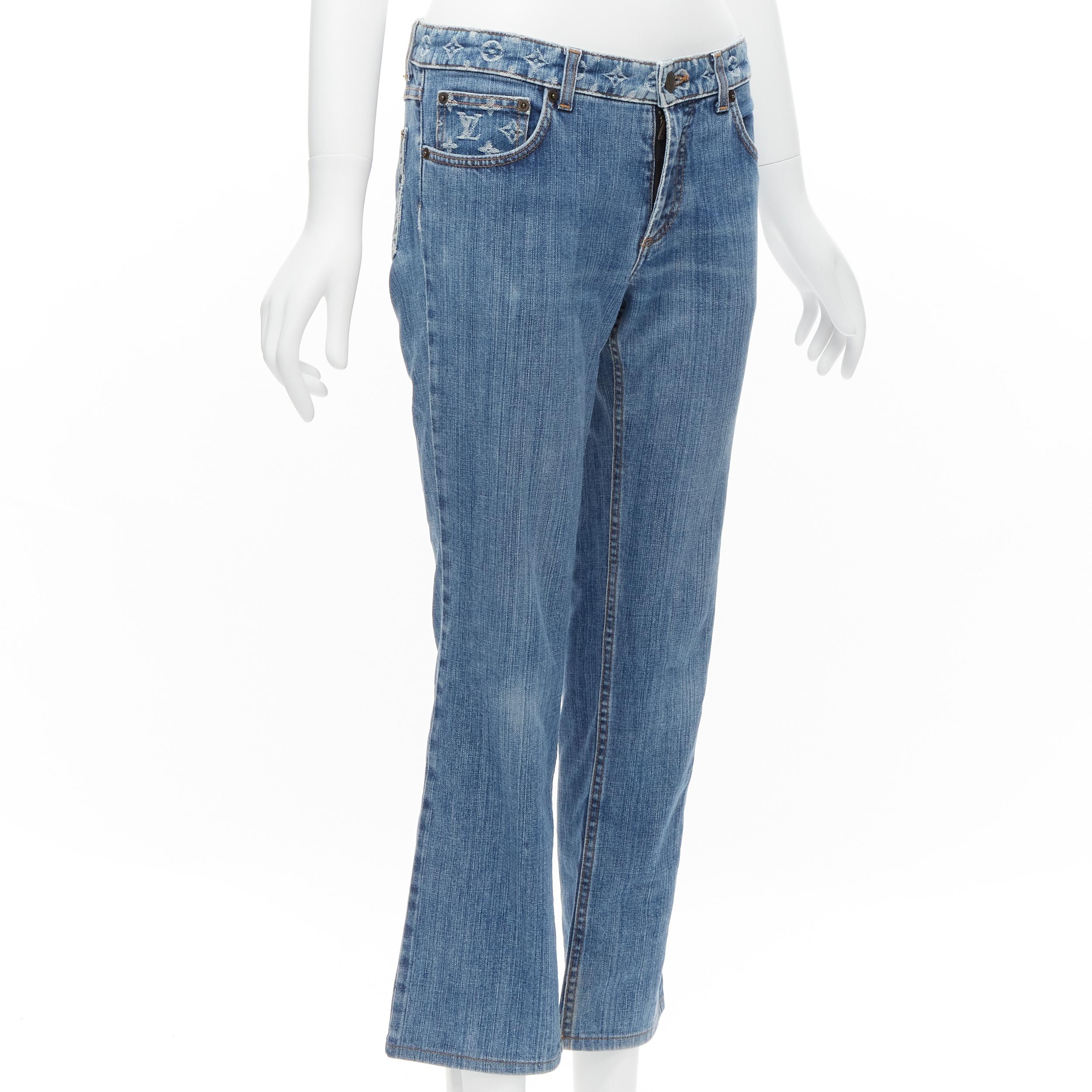 LOUIS VUITTON LV monogram logo pocket washed cropped flare jeans FR38 M In Good Condition In Hong Kong, NT