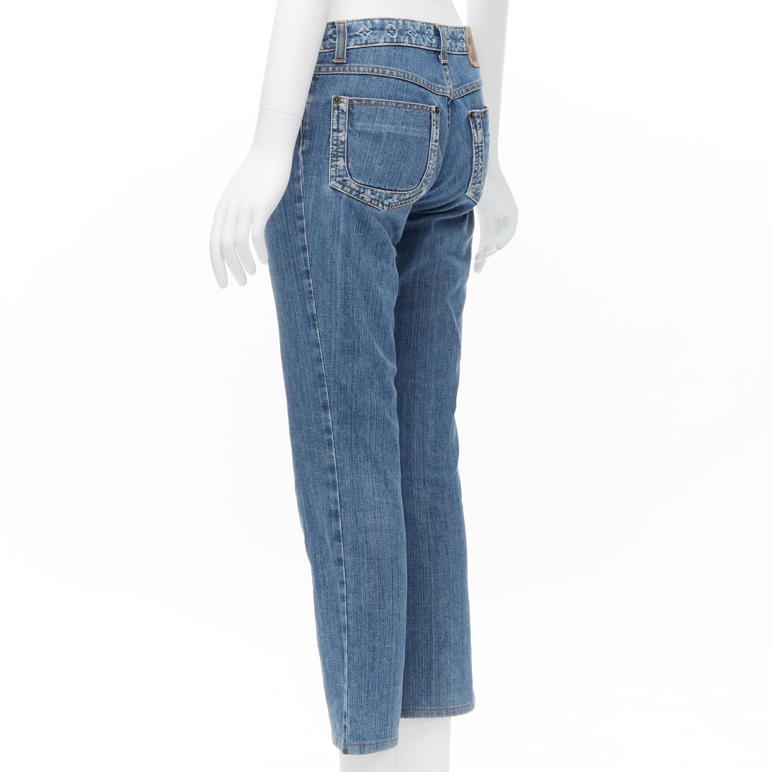 LOUIS VUITTON LV monogram logo pocket washed cropped flare jeans FR38 M 1
