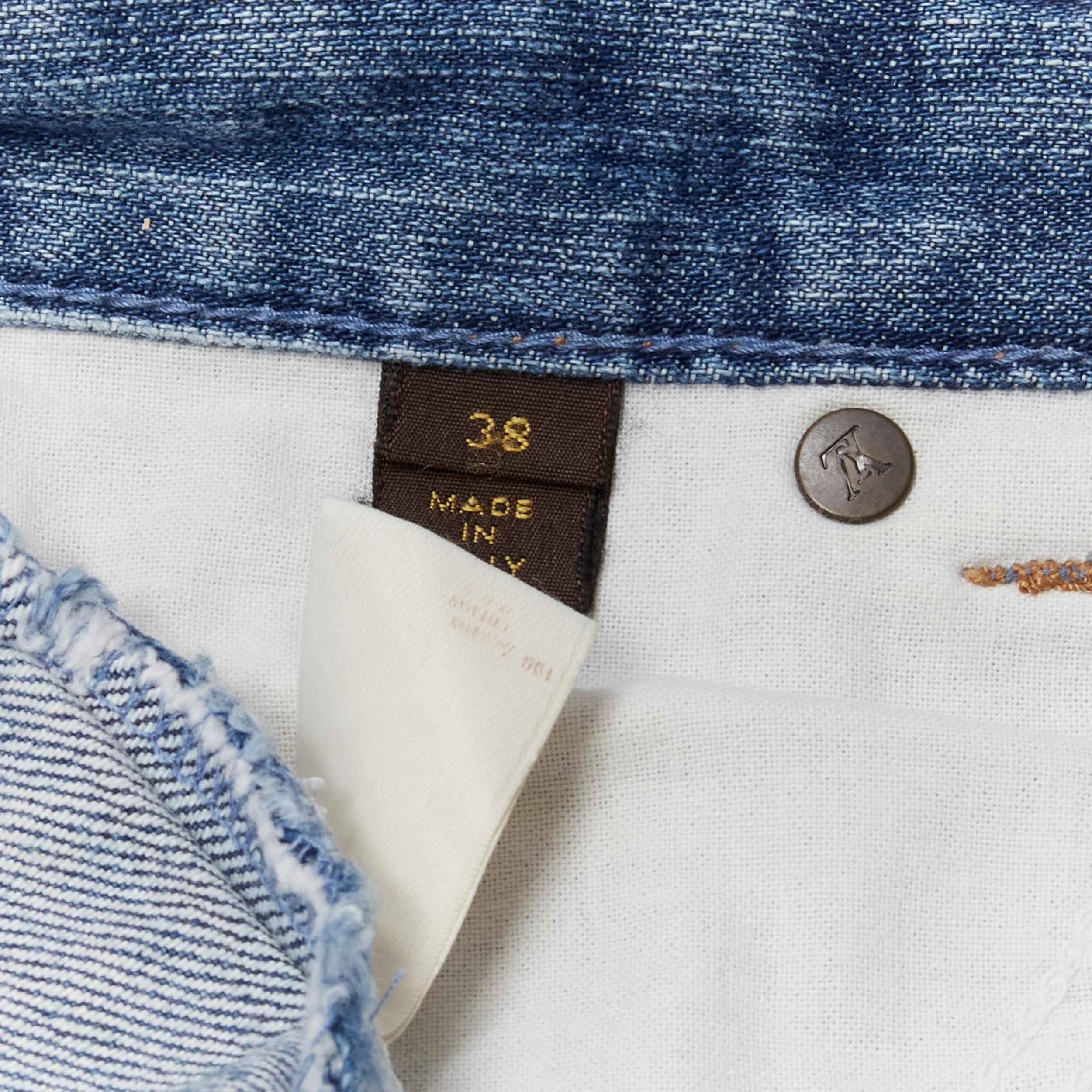 LOUIS VUITTON LV monogram logo pocket washed cropped flare jeans FR38 M 4