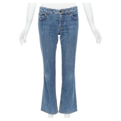 LOUIS VUITTON LV monograma logotipo bolsillo lavado cropped flare jeans FR38 M
