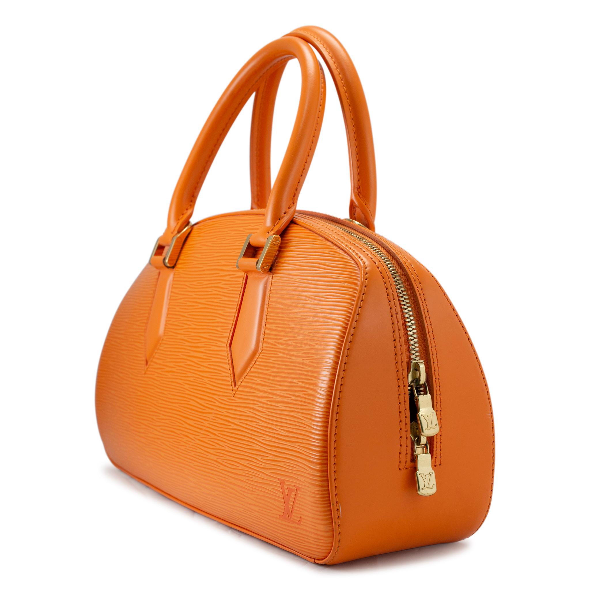 Louis Vuitton LV Monogram Mandarin Orange Epi Leather Jasmin Top Handle Handbag In Excellent Condition In Houston, US