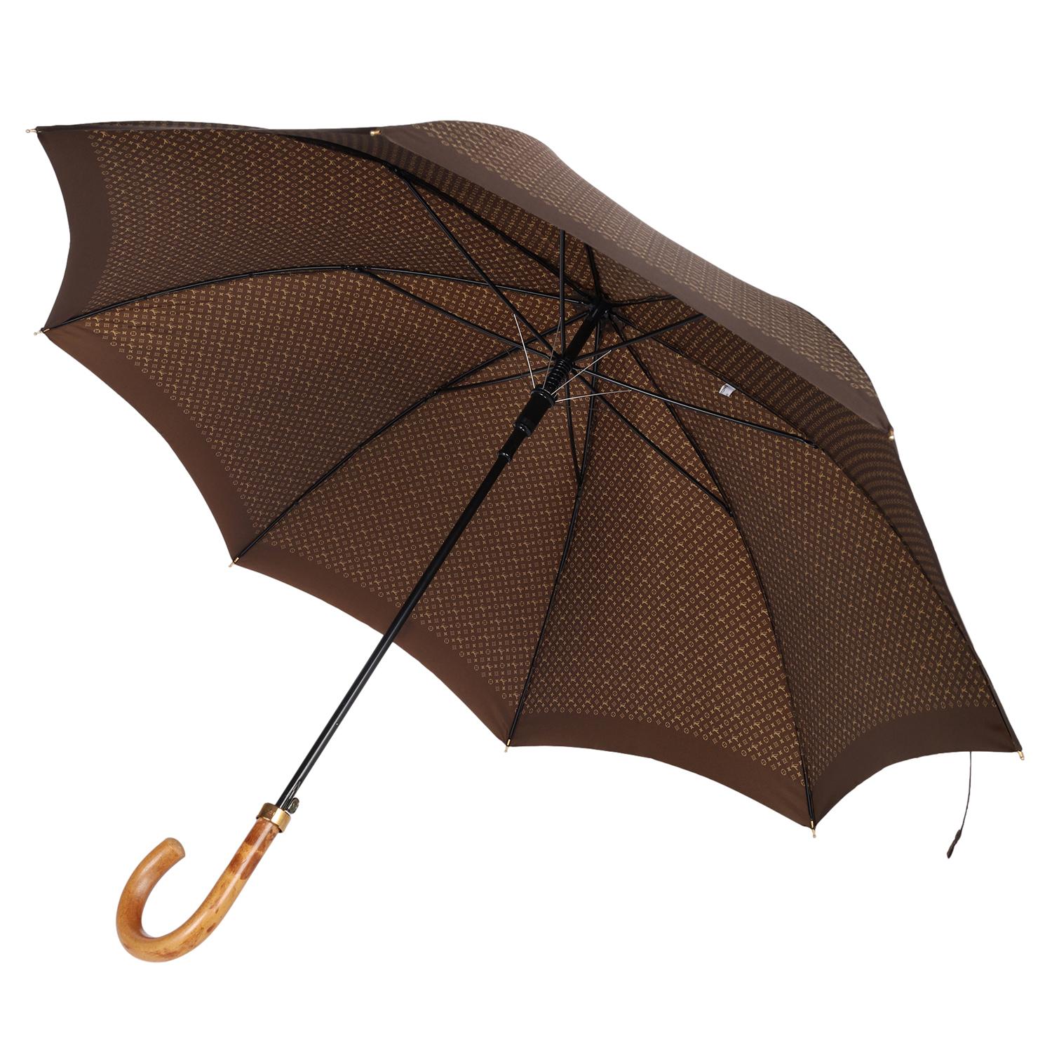 LOUIS VUITTON Parapluie en soie Monogram LV Marron en vente 2