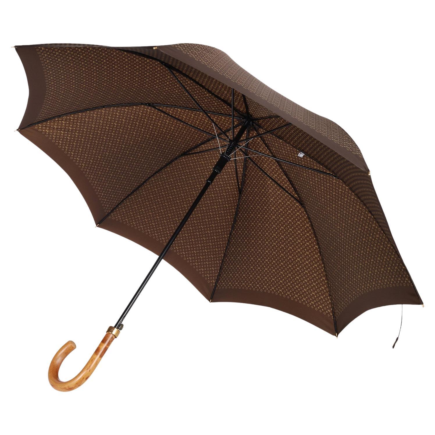 LOUIS VUITTON LV Monogram Parasol Silk Umbrella Brown