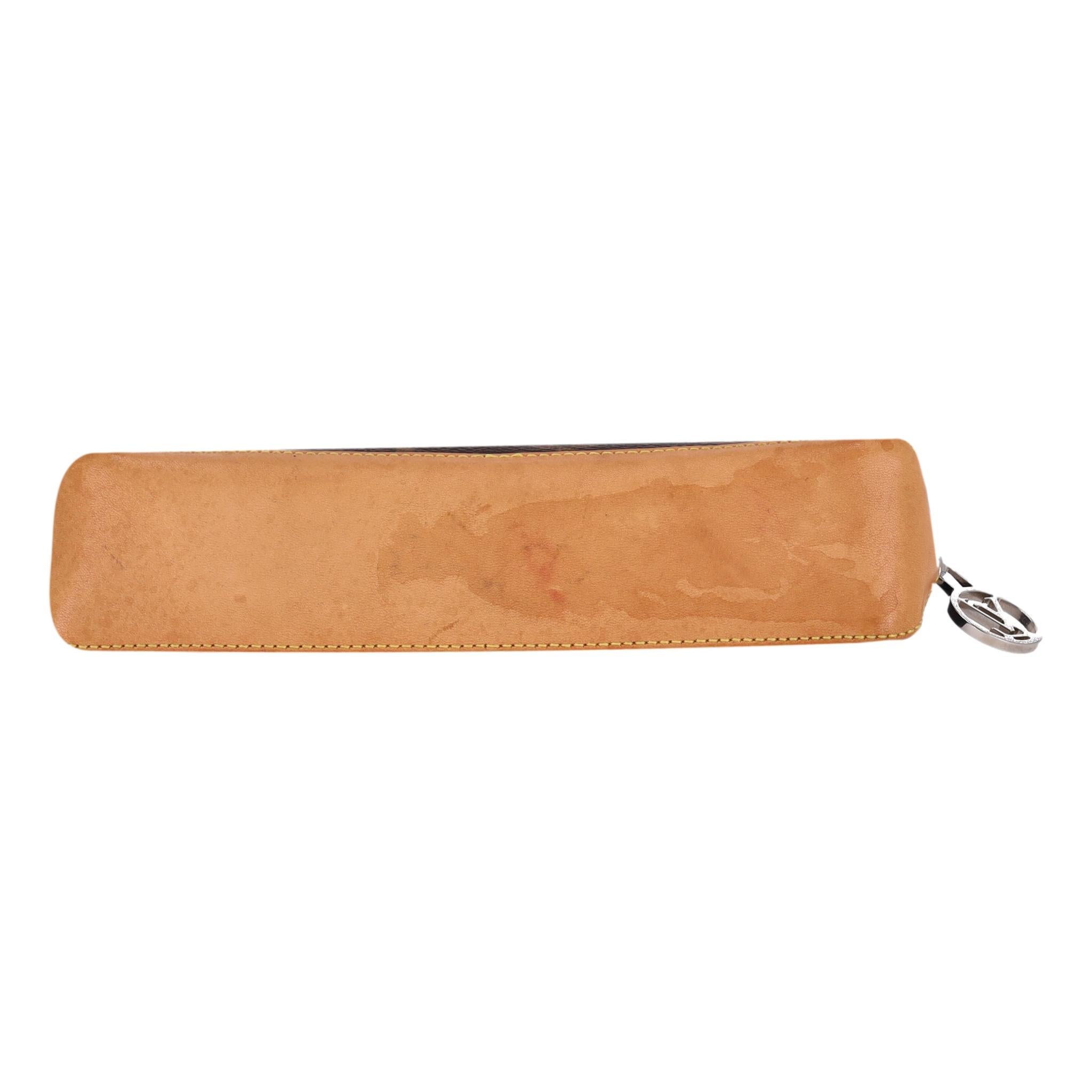 Louis Vuitton 'LV' Monogram Pencil Case With Logo Charm In Good Condition In London, GB