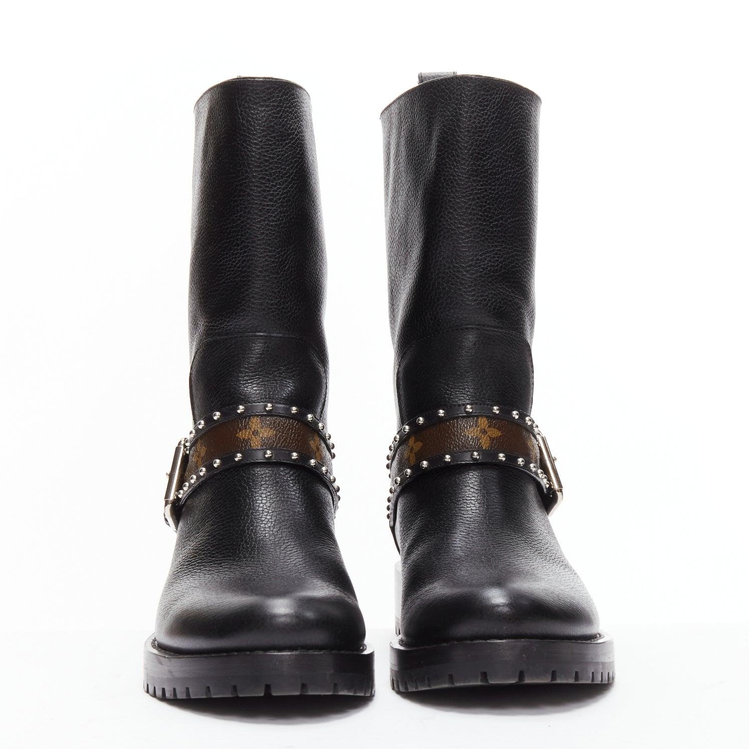 Noir LOUIS VUITTON - Monogramme LV - Bottines motardes EU37 en vente