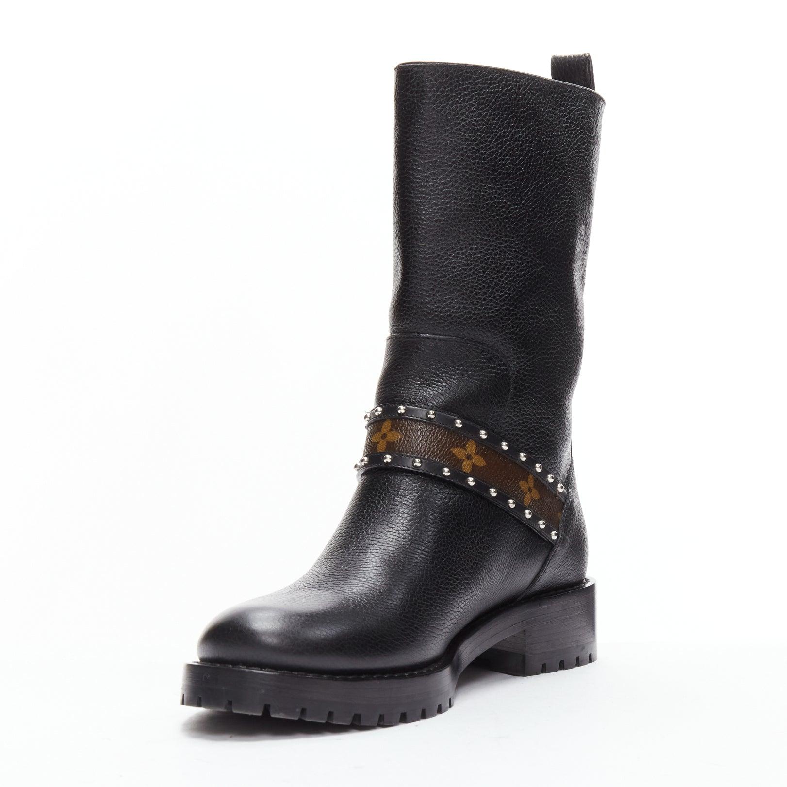 LOUIS VUITTON - Monogramme LV - Bottines motardes EU37 Excellent état - En vente à Hong Kong, NT