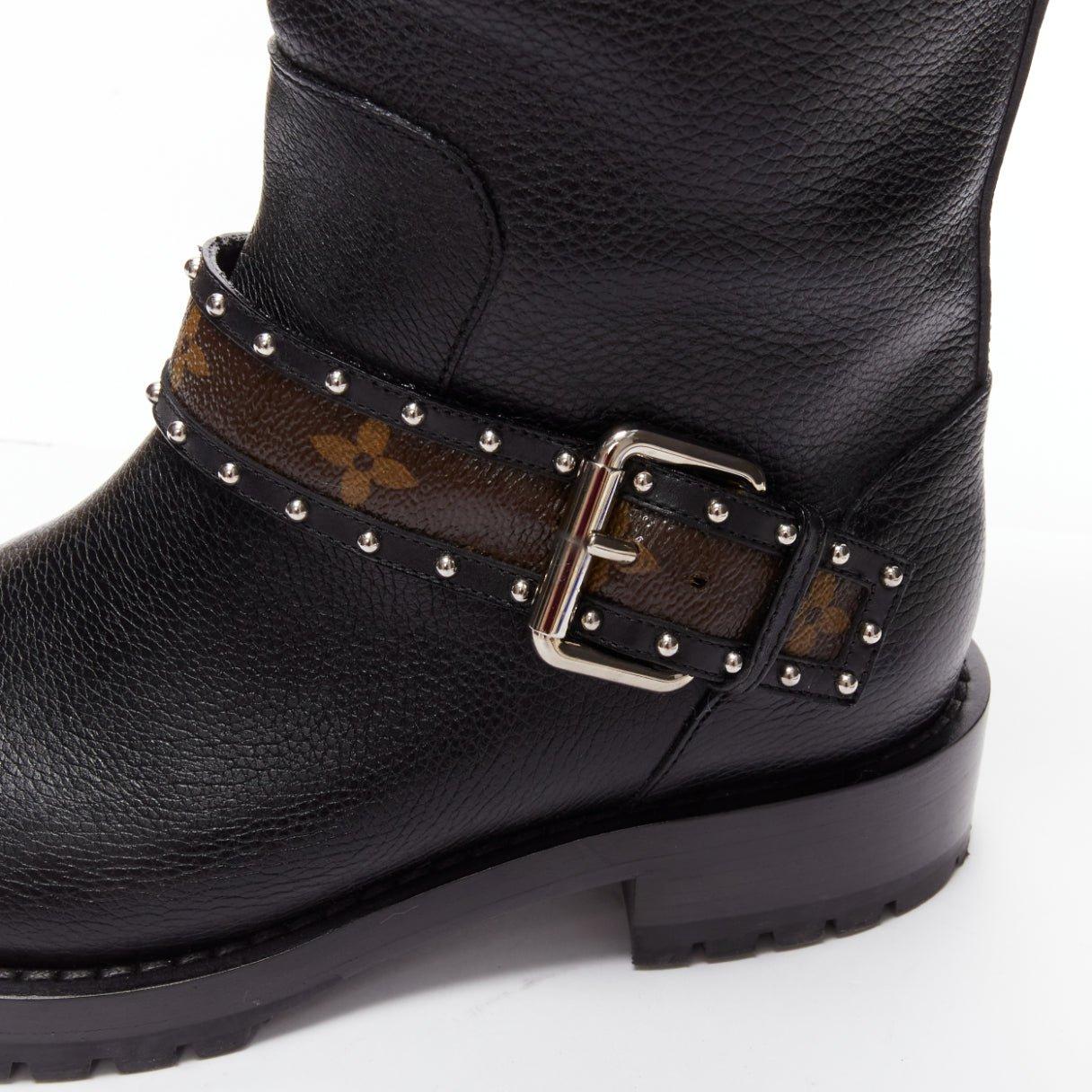 LOUIS VUITTON - Monogramme LV - Bottines motardes EU37 en vente 2
