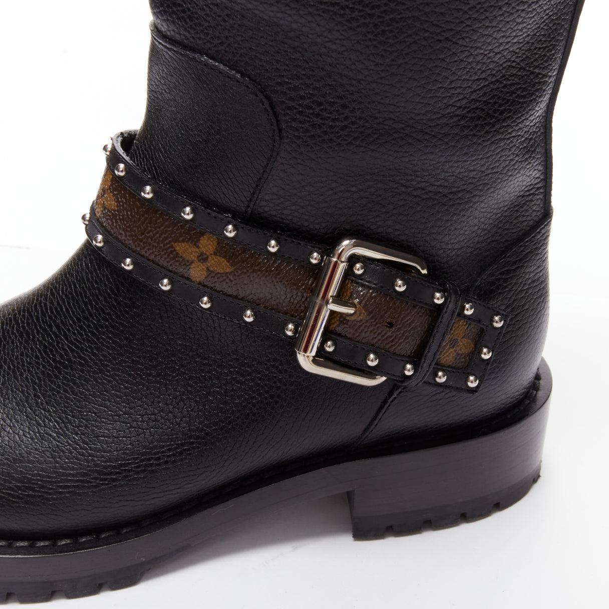 LOUIS VUITTON LV monogram top strap pull on motorcycle boots EU37 For Sale 2
