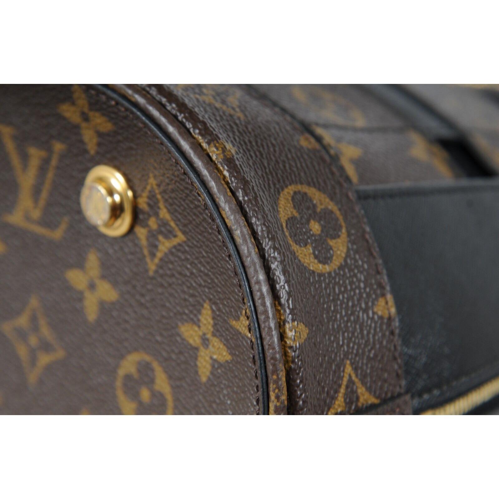 Louis Vuitton LV Monogram Tressage MM Borsa Tote Marrone Nera in Tela Coates in vendita 9