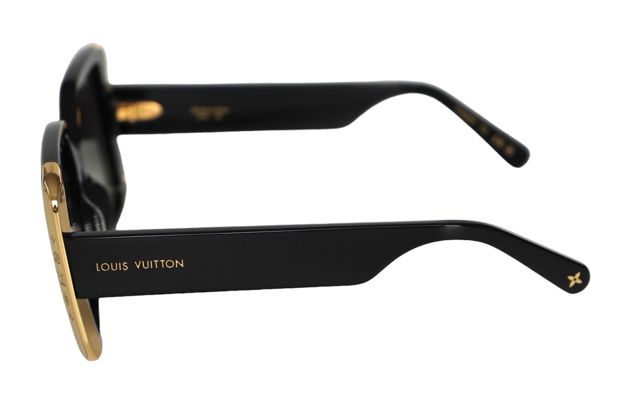 Women's or Men's Louis Vuitton LV Moon Square Black & Gold Sunglasses