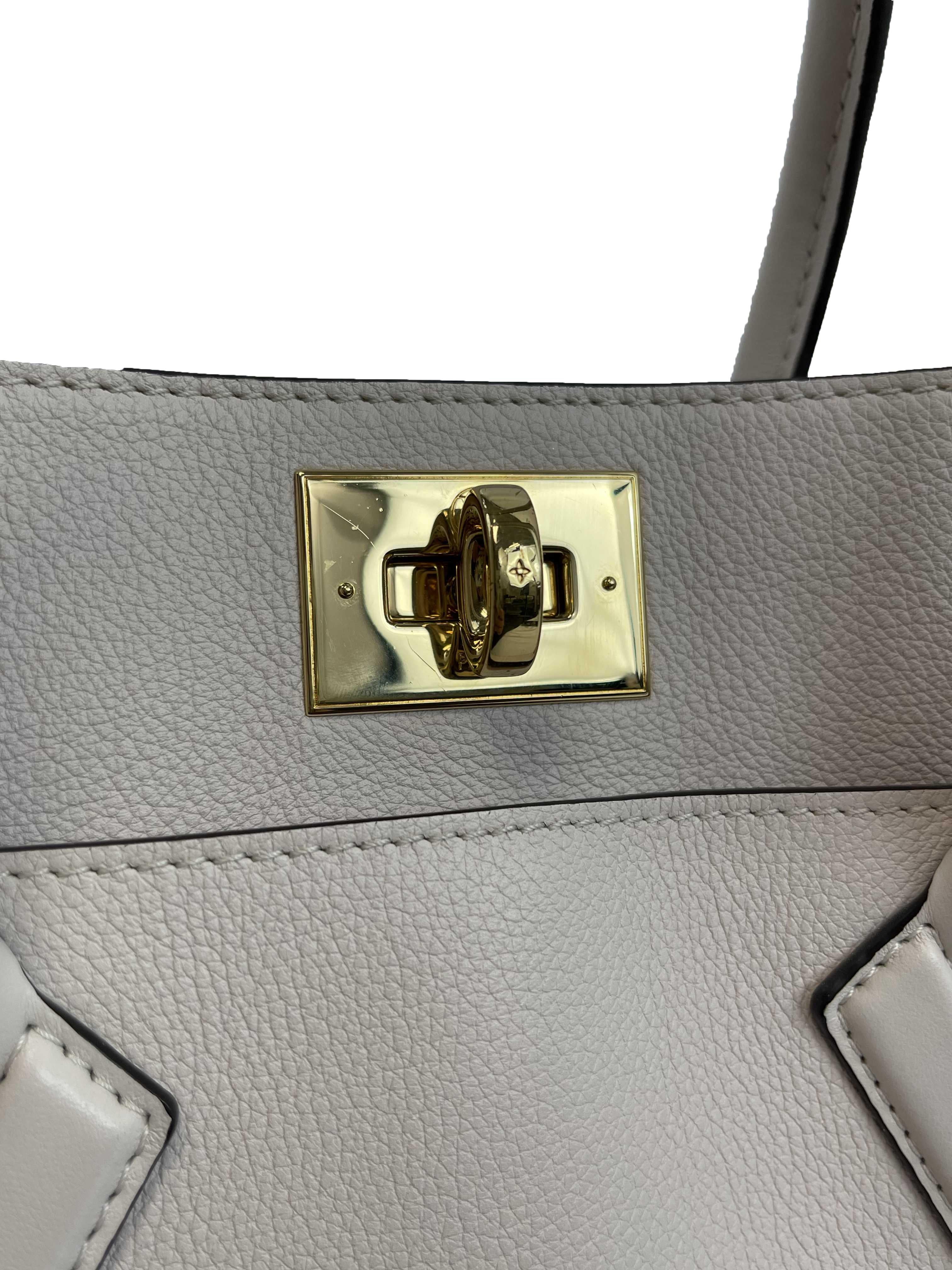 Louis Vuitton - LV On My Side MM Beige Leather Top Handle w/ Shoulder Strap 7