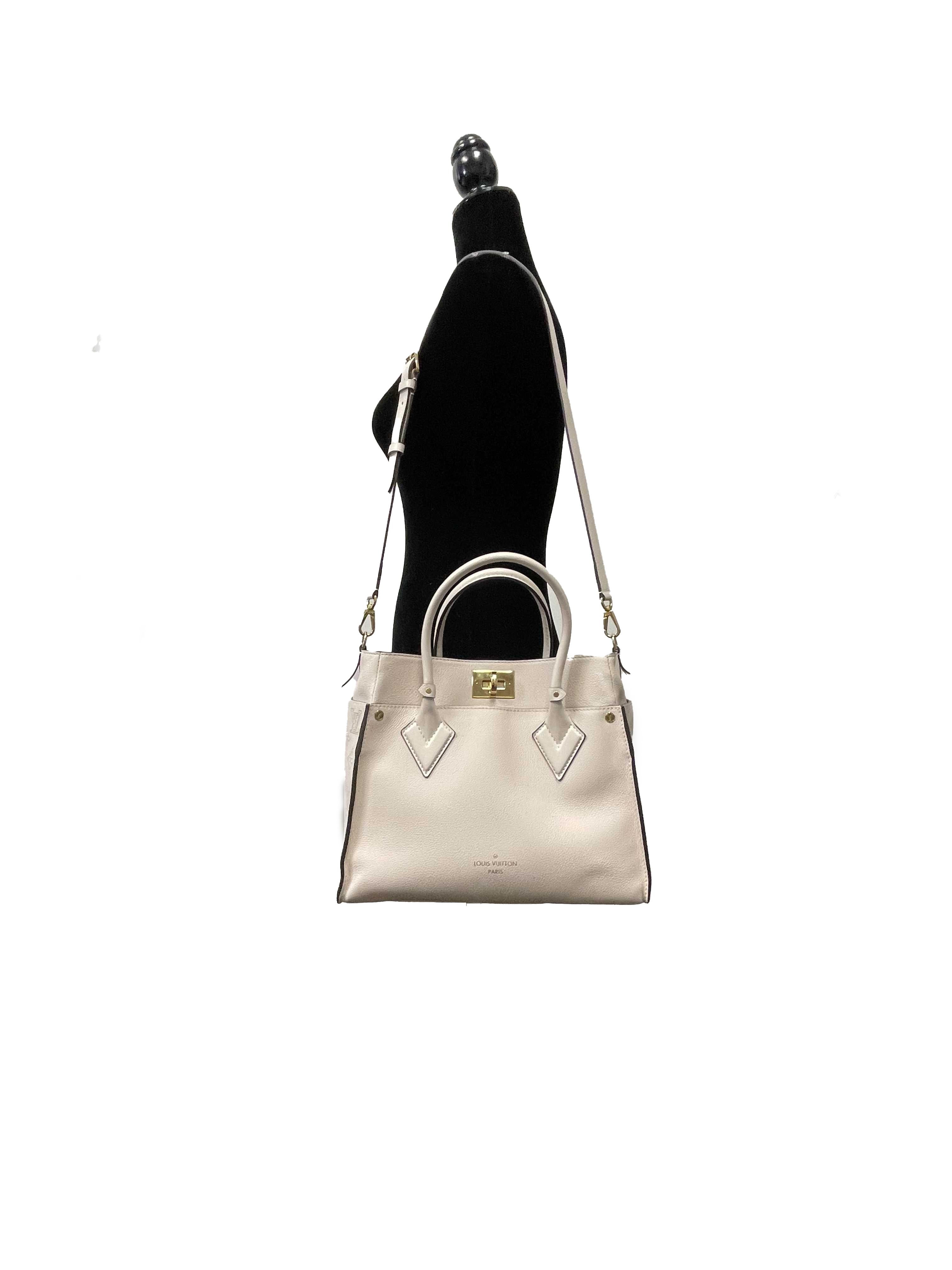 Louis Vuitton - LV On My Side MM Beige Leather Top Handle w/ Shoulder Strap 13