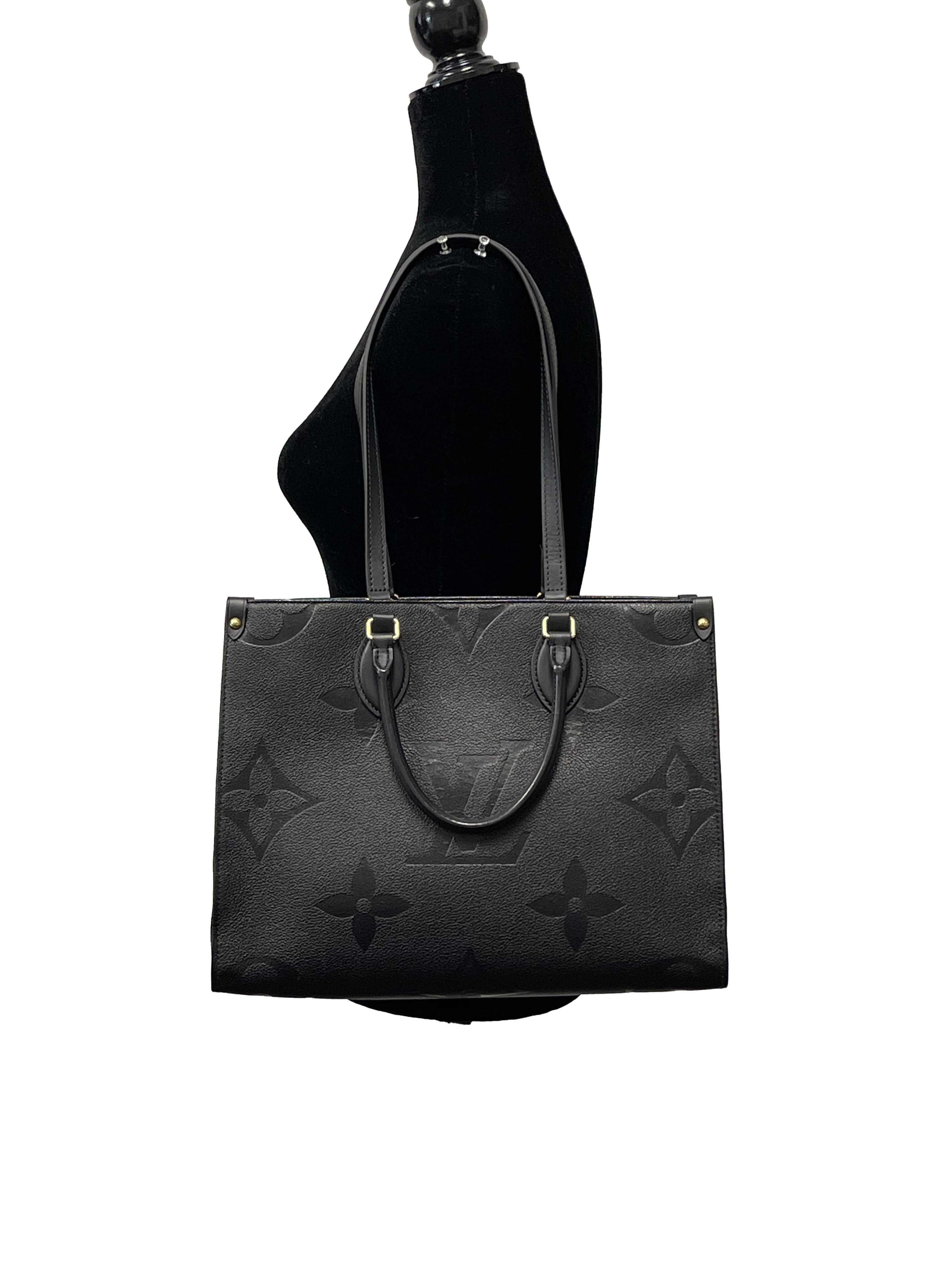 Women's or Men's Louis Vuitton - LV OnTheGo MM - Black Leather Tote w/ Shoulder Strap