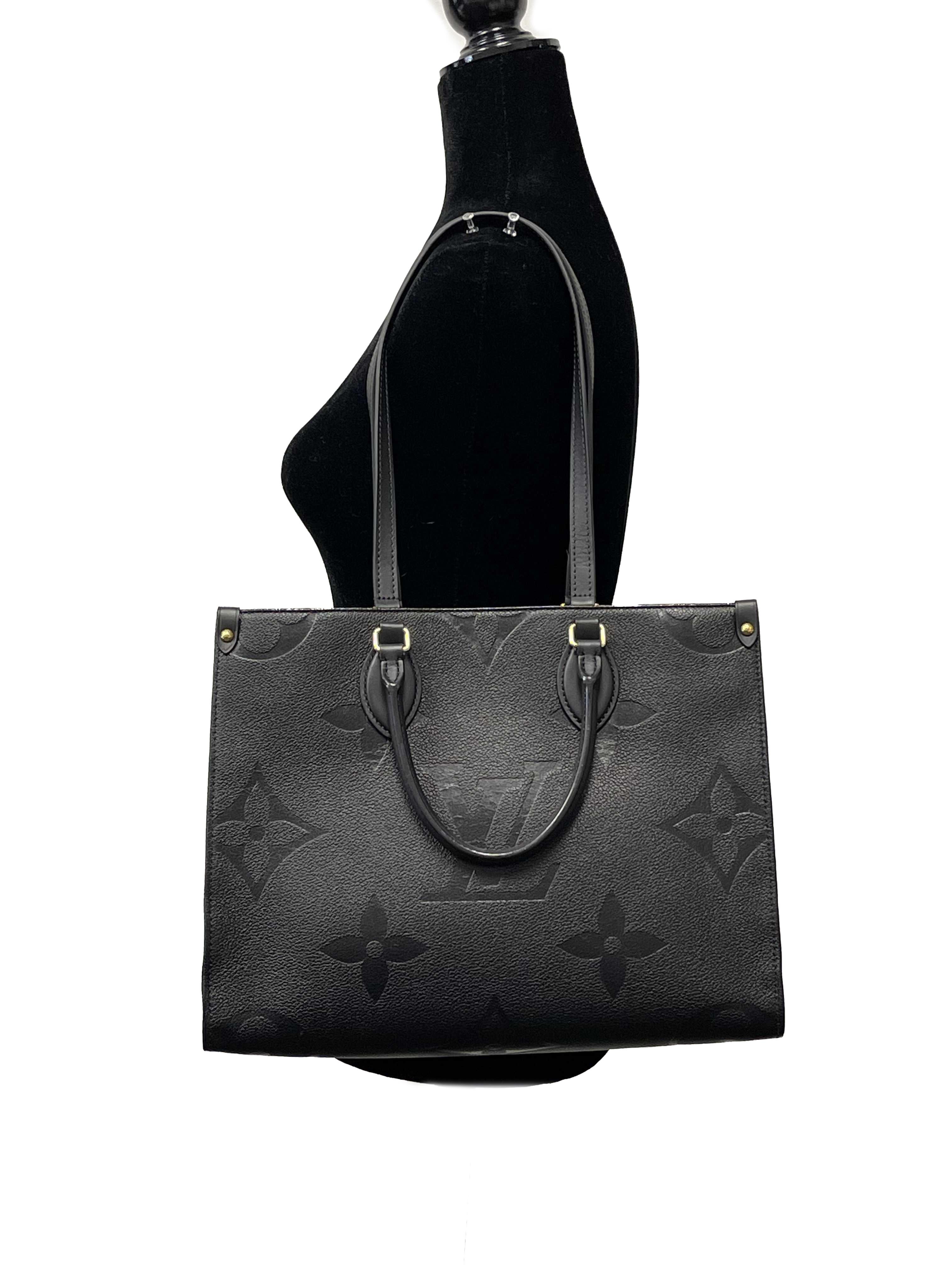 Louis Vuitton - LV OnTheGo MM - Black Leather Tote w/ Shoulder Strap 1