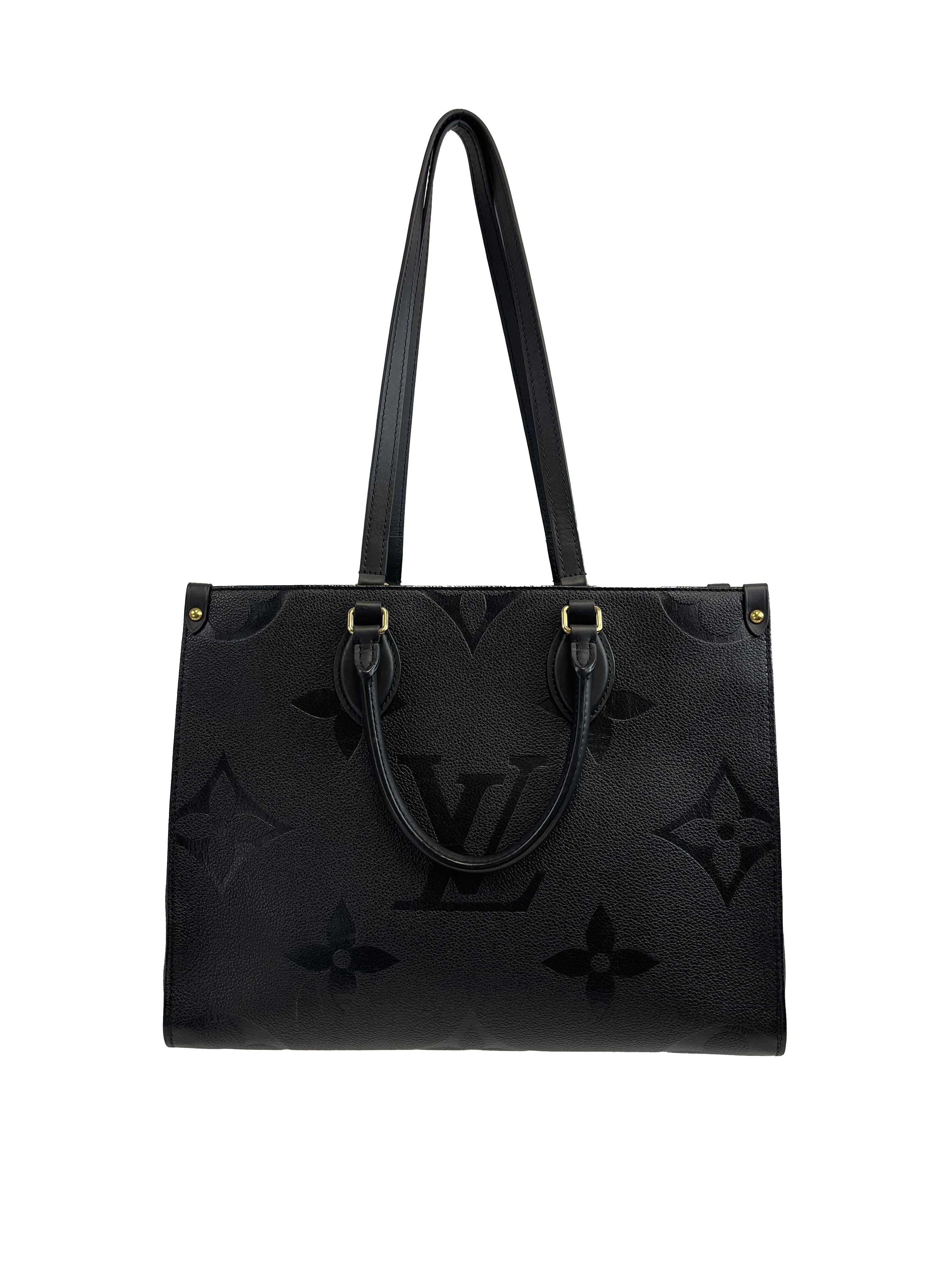 Louis Vuitton - LV OnTheGo MM - Black Leather Tote w/ Shoulder Strap 3