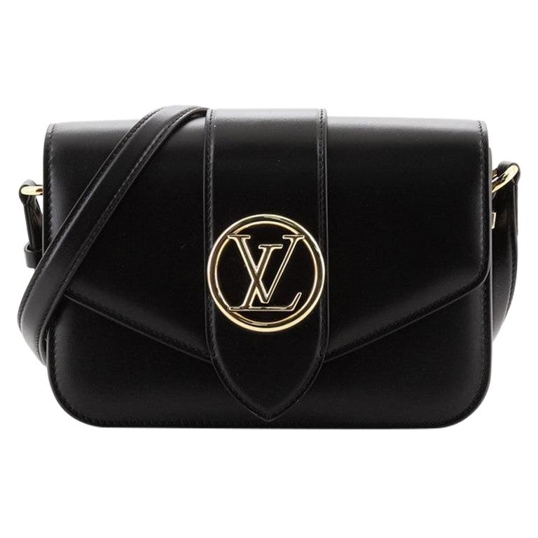 Louis Vuitton Black Grained Calfskin LV Pont 9 Soft MM For Sale at 1stDibs