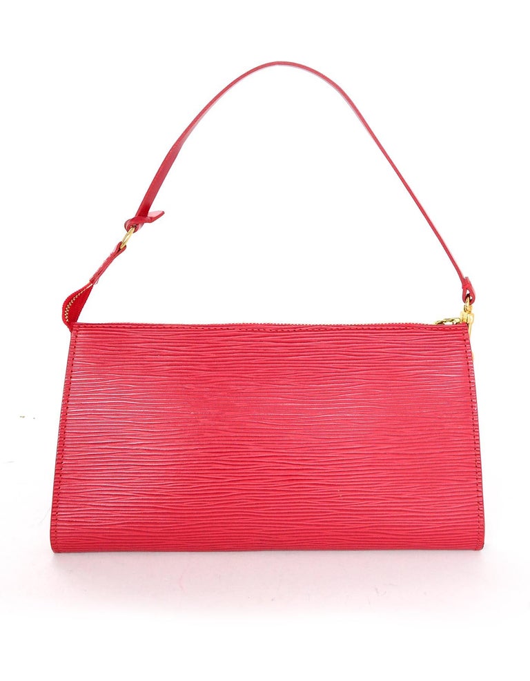 Louis Vuitton LV Red Epi Leather Discontinued Pochette Accessory Bag at 1stdibs