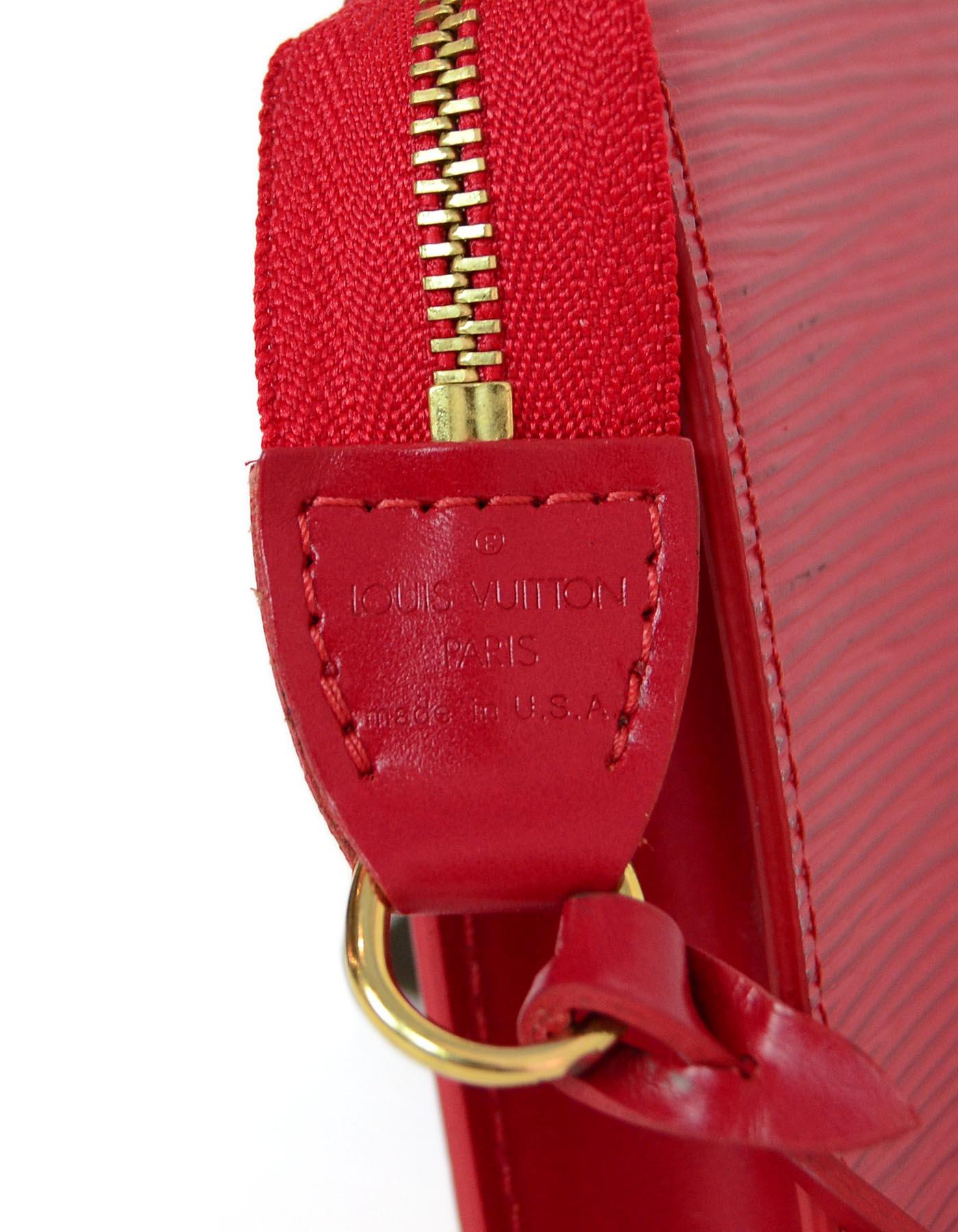 Women's Louis Vuitton LV Red Epi Leather Discontinued Pochette Accessory Bag