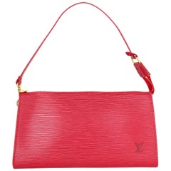 Used Louis Vuitton LV Red Epi Leather Discontinued Pochette Accessory Bag