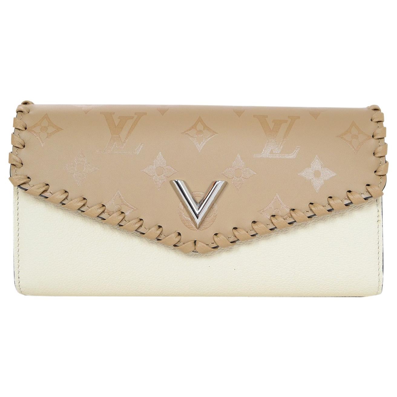 Louis Vuitton LV Sesame Cream/Tan Cowhide Leather Very Wallet, New