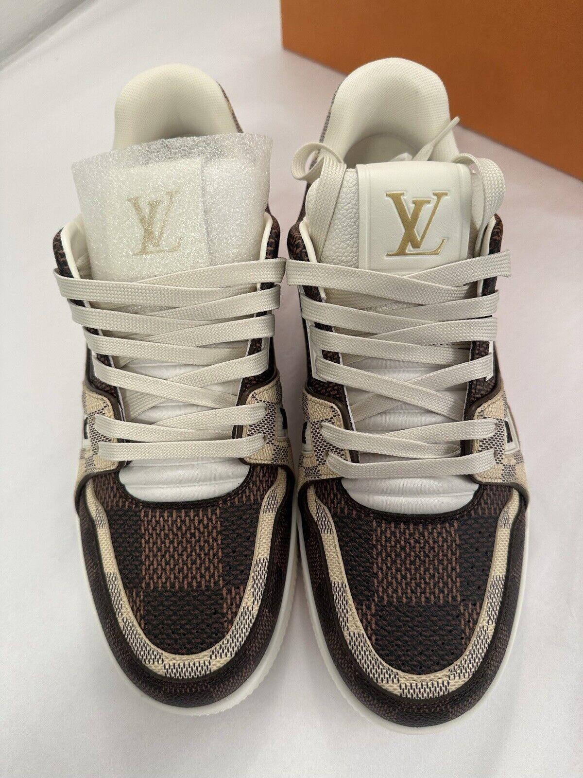 Louis Vuitton 💯 Authentic guaranteed
Louis Vuitton LV trainer Damier brand new size 6 with receipt  ,they are men size 
Sold out!.
New with dust bags,LV store receipt (buyer info will be covered) LV ribbon
Please familiarize yourself with sizing of