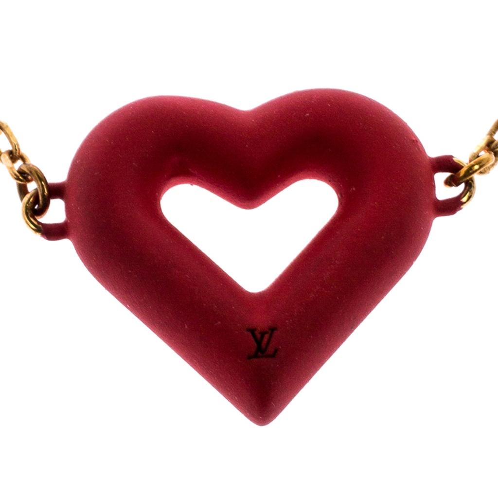 Contemporary Louis Vuitton LV & V Red Gold Tone Bracelet