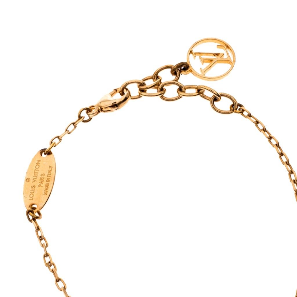 Women's Louis Vuitton LV & V Red Gold Tone Bracelet