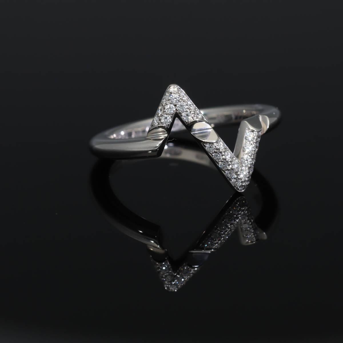 LOUIS VUITTON LV Volt 18K Weißgold Q9Q31D Ring mit Diamanten auf der Oberseite und Daunen im Angebot 5