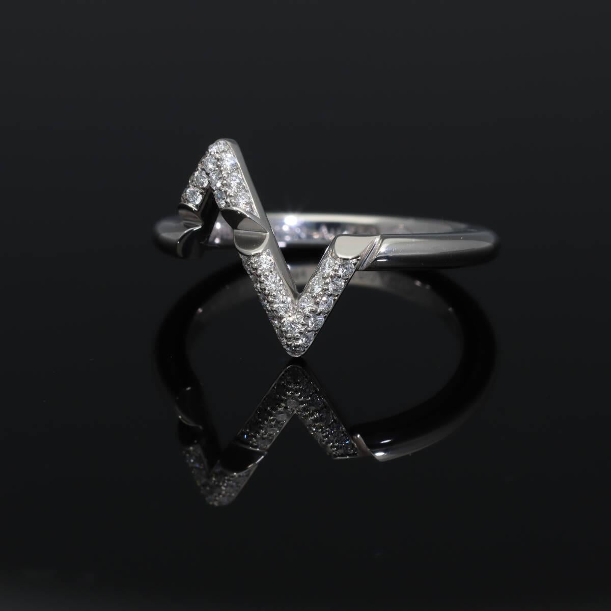 LOUIS VUITTON LV Volt 18K Weißgold Q9Q31D Ring mit Diamanten auf der Oberseite und Daunen im Angebot 6