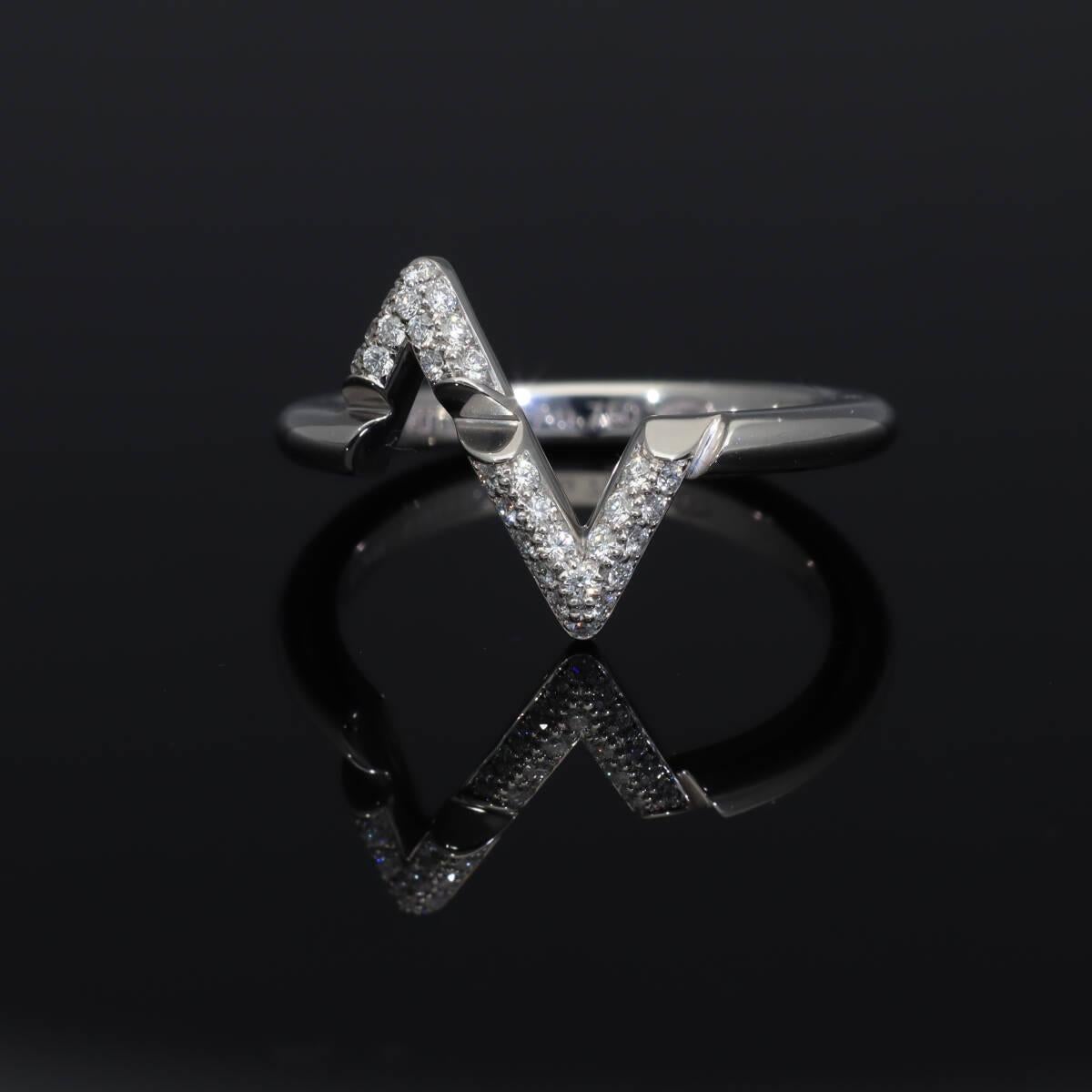 LOUIS VUITTON LV Volt 18K Weißgold Q9Q31D Ring mit Diamanten auf der Oberseite und Daunen im Angebot 4