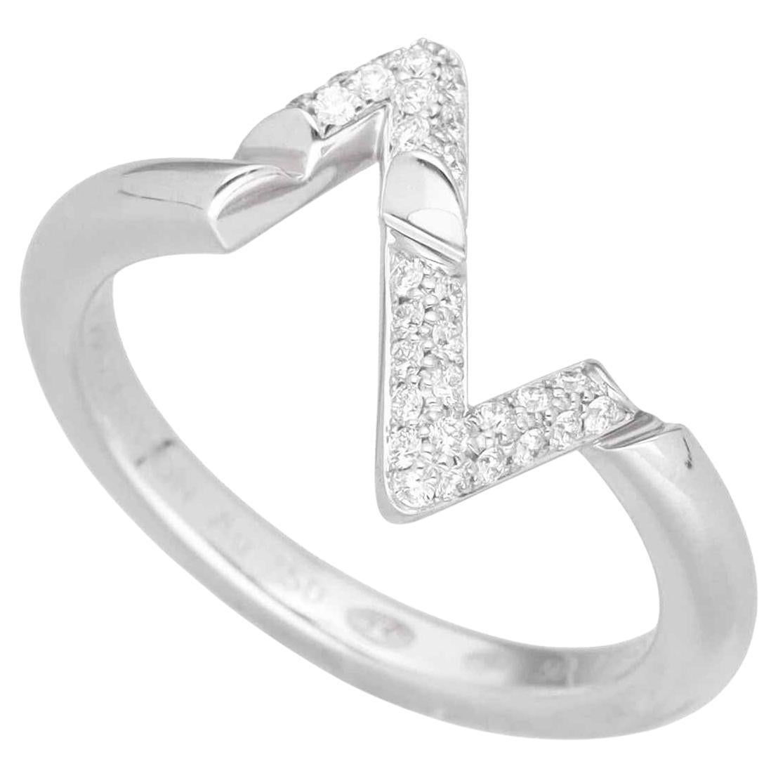 LOUIS VUITTON LV Volt Upside Down Diamonds 18K White Gold Q9Q31D Ring