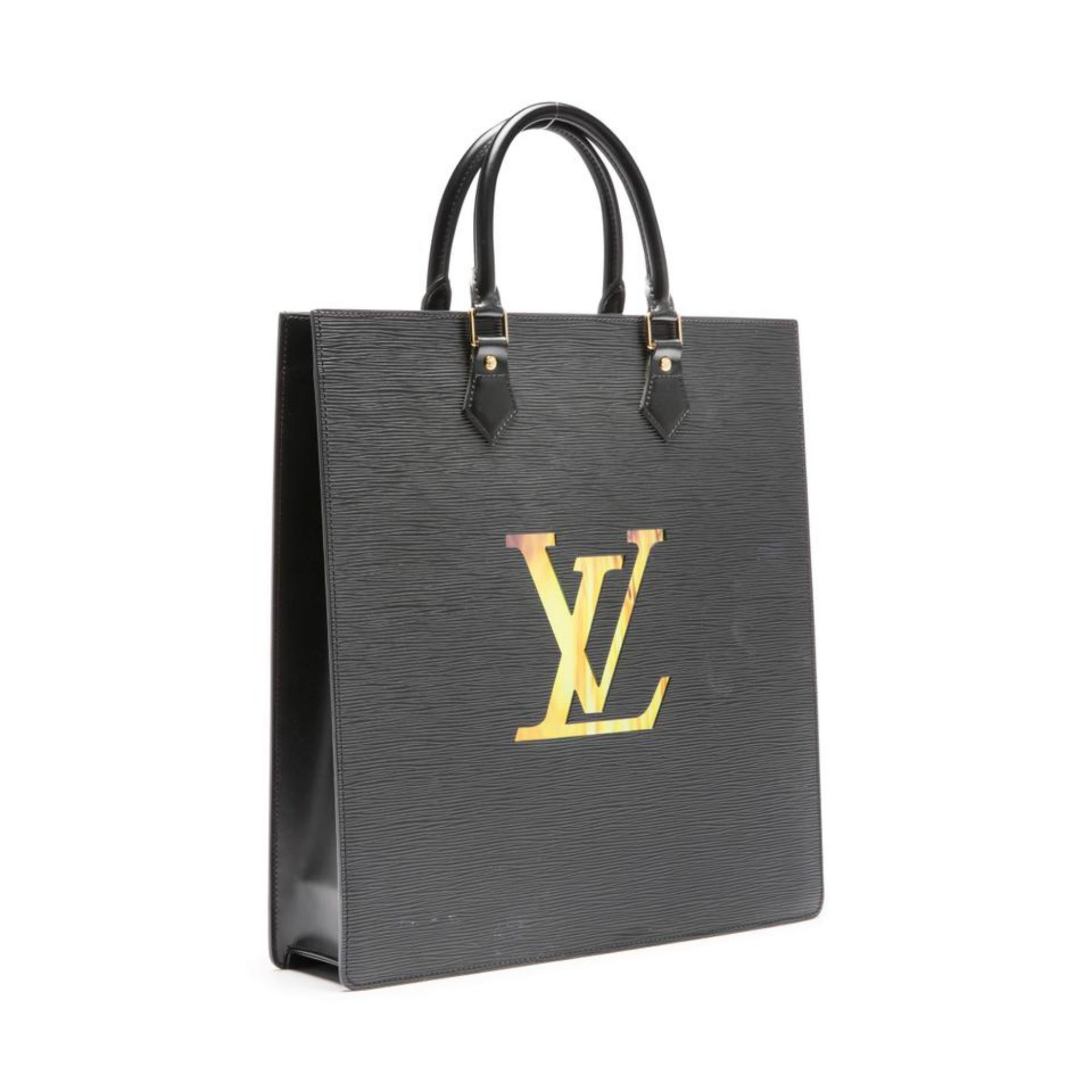 Louis Vuitton LV x Fabrizio Plessi Black Epi Leather Sac Plat Fusion LCD Tote 112lv2
Date Code/Serial Number: MB6690
Measurements: Length:  13