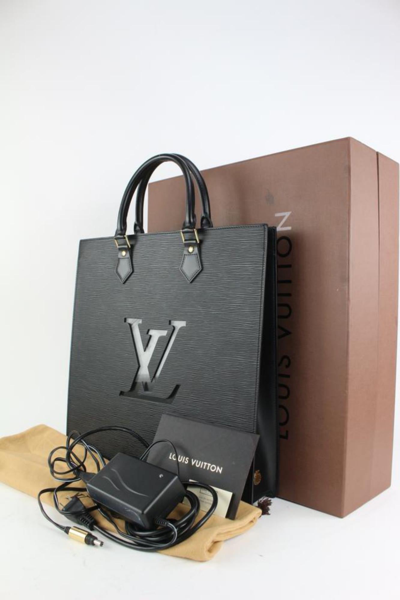 Women's Louis Vuitton LV x Fabrizio Plessi Black Epi Leather Sac Plat Fusion LCD Tote  For Sale