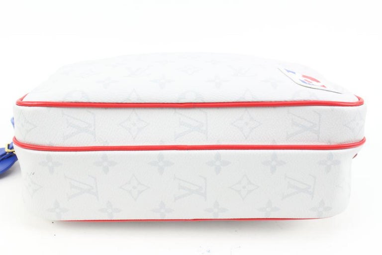 Louis Vuitton Blue Monogram, Red, And White Coated Canvas