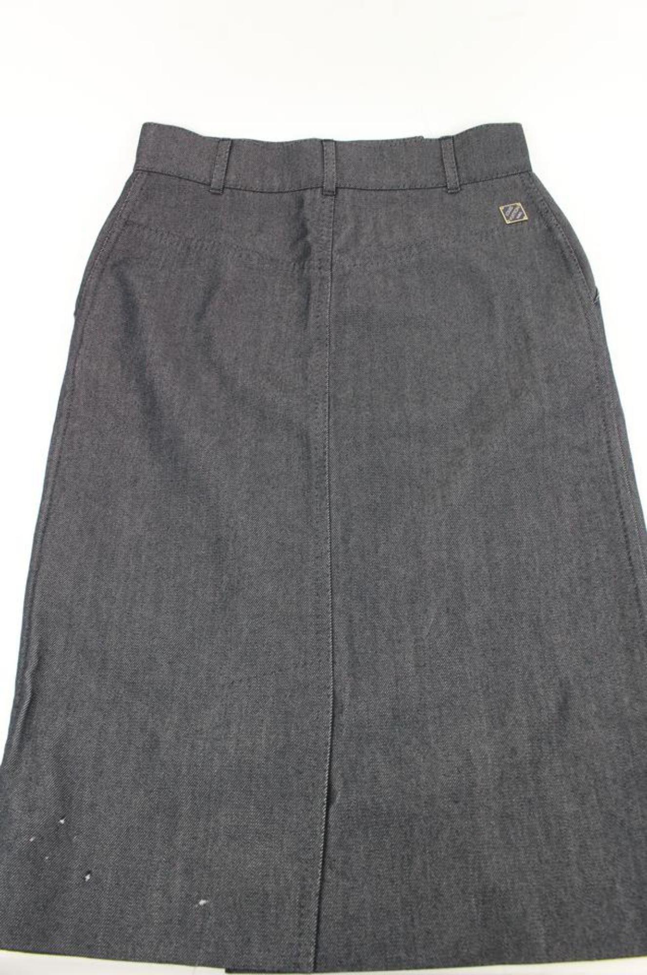 Gray Louis Vuitton LV36 Women's Size 4 US Denim Skirt 124lv10 For Sale