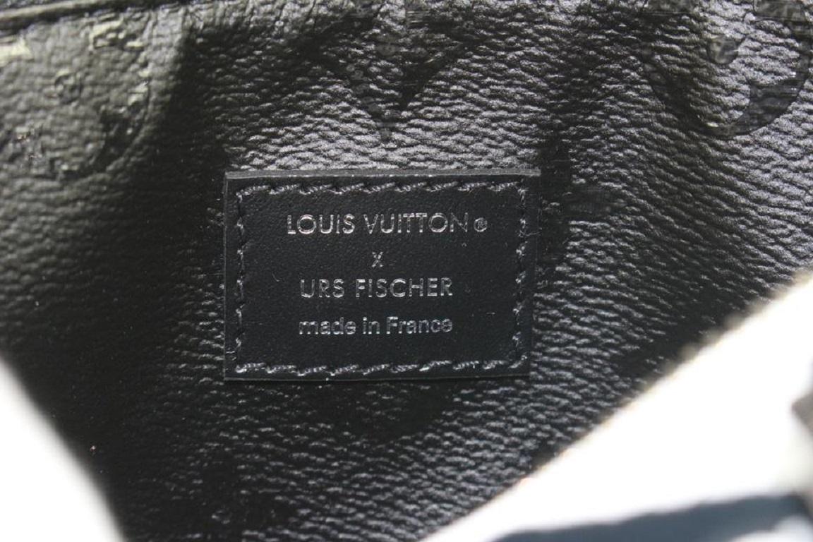 Noir Louis Vuitton LVxUF Urs Fischer - Bandoulière Speedy noire et blanche 25 avec lanière  en vente