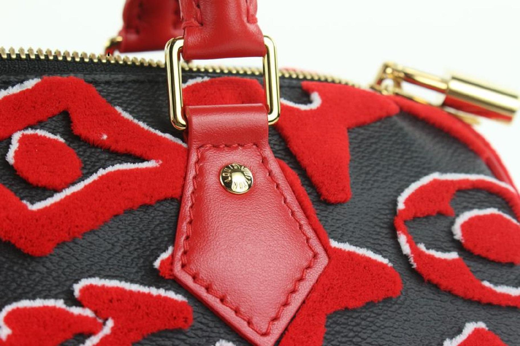 Louis Vuitton LVxUF Urs Fischer Rote Monogramm Speedy Bandouliere 25 Riemen-Tasche 7