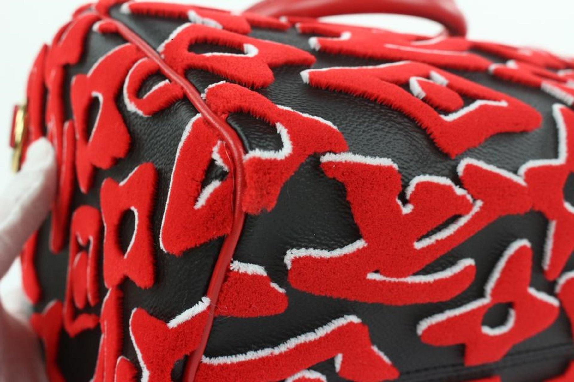 Louis Vuitton LVxUF Urs Fischer - Sac à bandoulière avec monogramme rouge « Speedy » à sangle 25  en vente 7