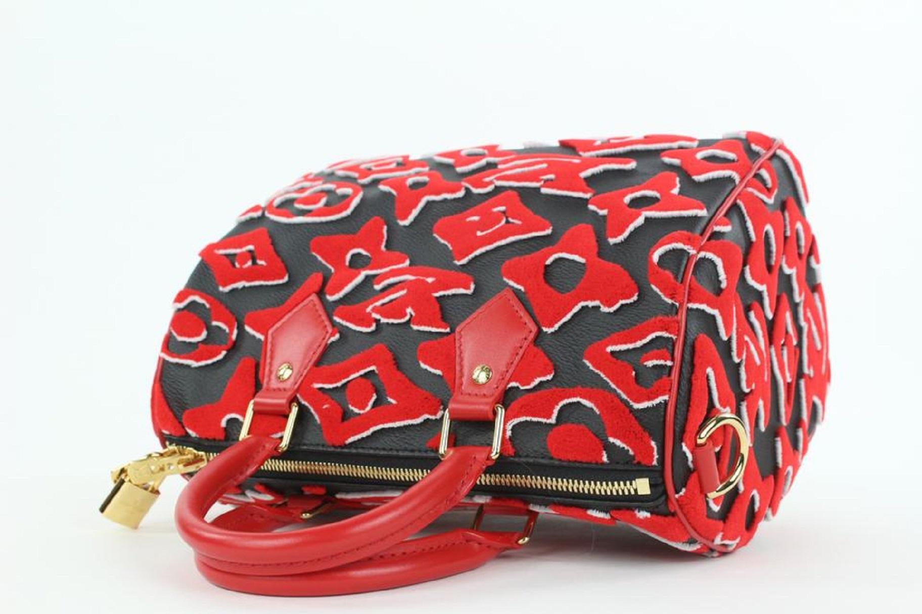 Louis Vuitton LVxUF Urs Fischer Red Monogram Speedy Bandouliere 25 Strap Bag  In New Condition For Sale In Dix hills, NY