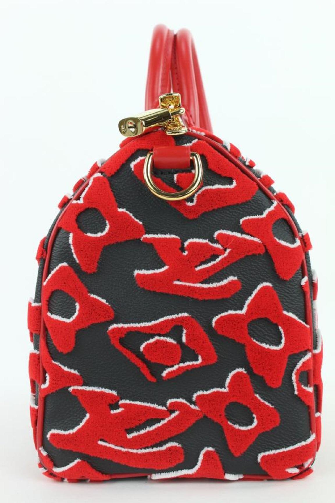 Louis Vuitton LVxUF Urs Fischer Red Monogram Speedy Bandouliere 25 Strap Bag  For Sale 2