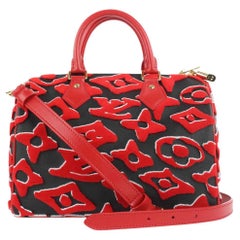 Louis Vuitton LVxUF Urs Fischer Red Monogram Speedy Bandouliere 25 Strap Bag 