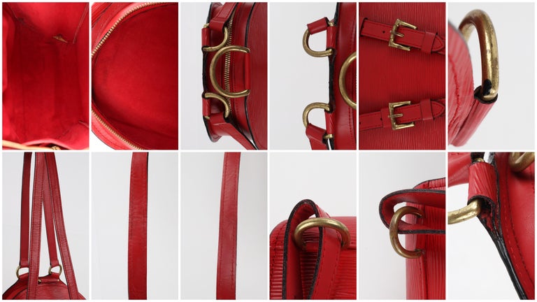 Louis Vuitton LV Rouge Epi Leather Mabillon Backpack Red w/Storage Bag Key  Charm